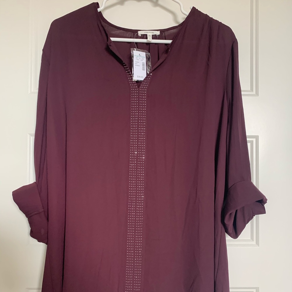 Sheer, embellishment front blouse